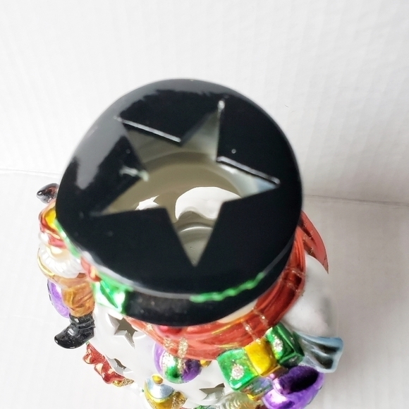 VINTAGE‎ Large Glass Hand Painted Snowman Tea Light Holder - Picture 6 of 12